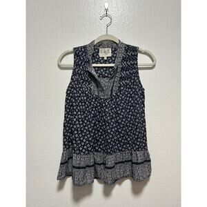 Sea New York Womens Black and White Printed Boho Blouse Size 4